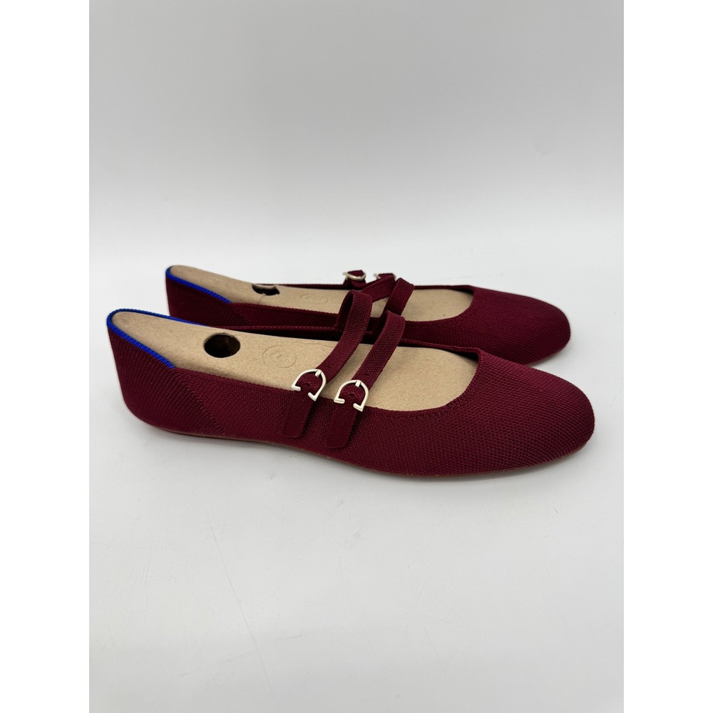 Rothy's The Double Buckle Mary Jane Womens 8 Cabernet Burgundy Knit Flats